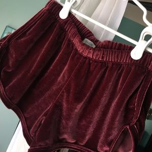 Brandy Melville John galt maroon velvet shorts